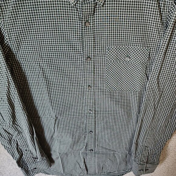 Banana Republic Green Mini Check Gingham Long Sleeve Button Down Shirt Size L - Picture 3 of 15